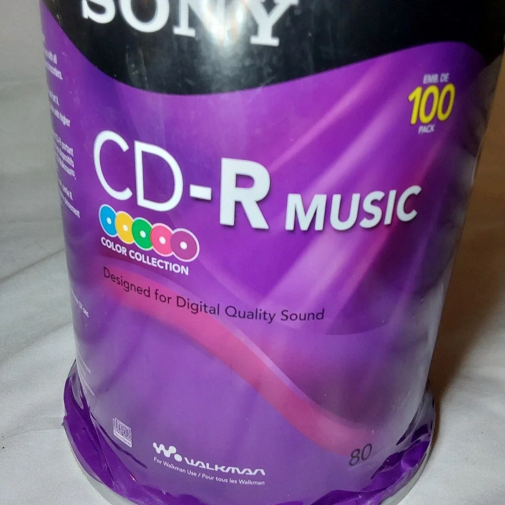 Sony CD-R Music Discs 80 min Color Collection Discs - 100CRM80RSX 100 Count New